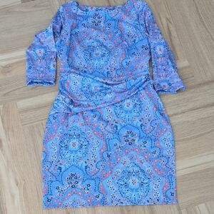 GRETCHEN SCOTT Blue and Pink Patterned Women's Dress Small